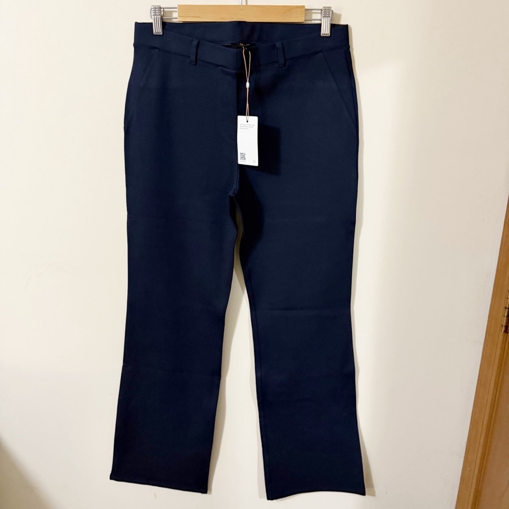 NWT Quince Ultra Stretch Ponte Bootcut Womens Navy Pants Size Large Office